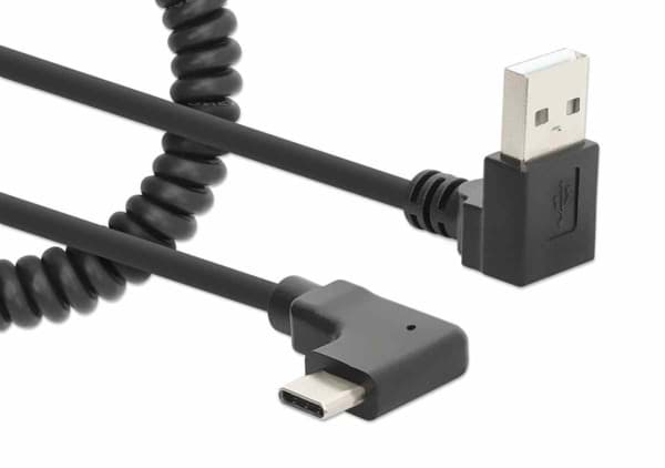 Bild von Spiralkabel USB-A auf USB-C Ladekabel