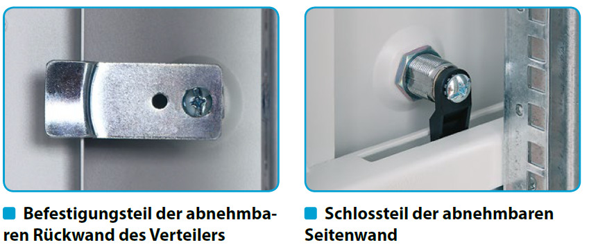 Verschiedene Verschlussarten der Verkleidungselemente Schlösser der Verkleidungselemente