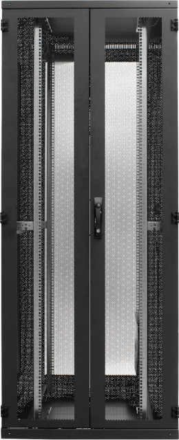 IT-Schrank mit starker Durchlüftung durch Gitternetztüren.