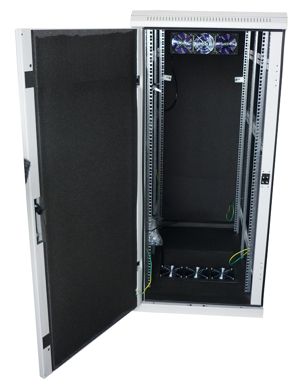 Akustikschrank, schallgedämmter Serverschrank 600x1000, schwarz, 27HE