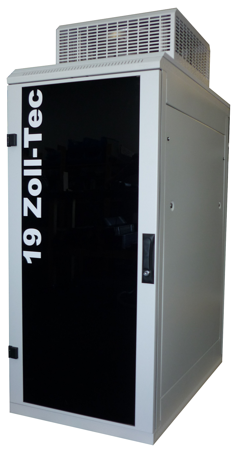 IT-Schrank mit Akustikmatte und Turbolüfter.